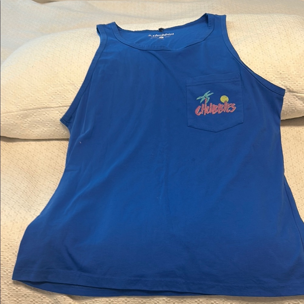 Chubbies Royal Blue Tank with Colorful Logo